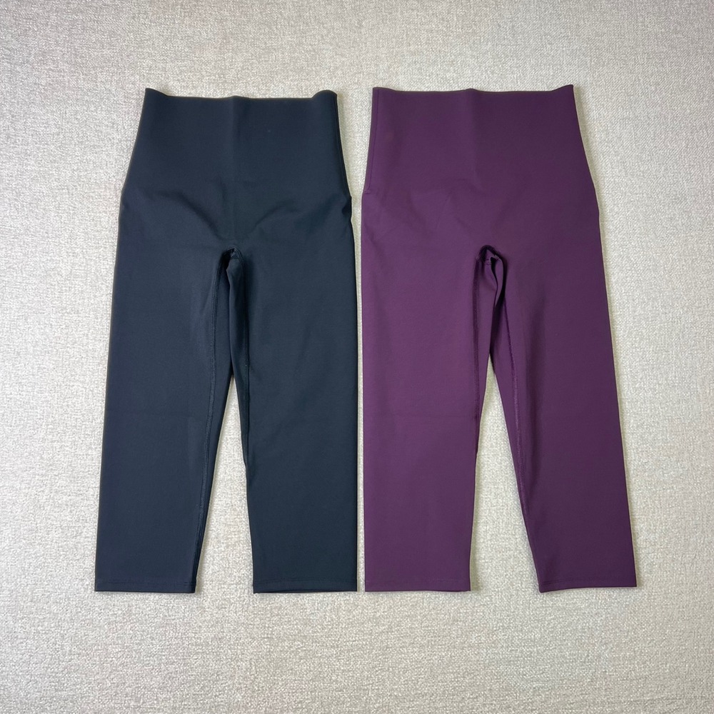 NEW Spanx Lot of 2 Shape BodyLine High Waist Cropped Leggings Small Black Plum